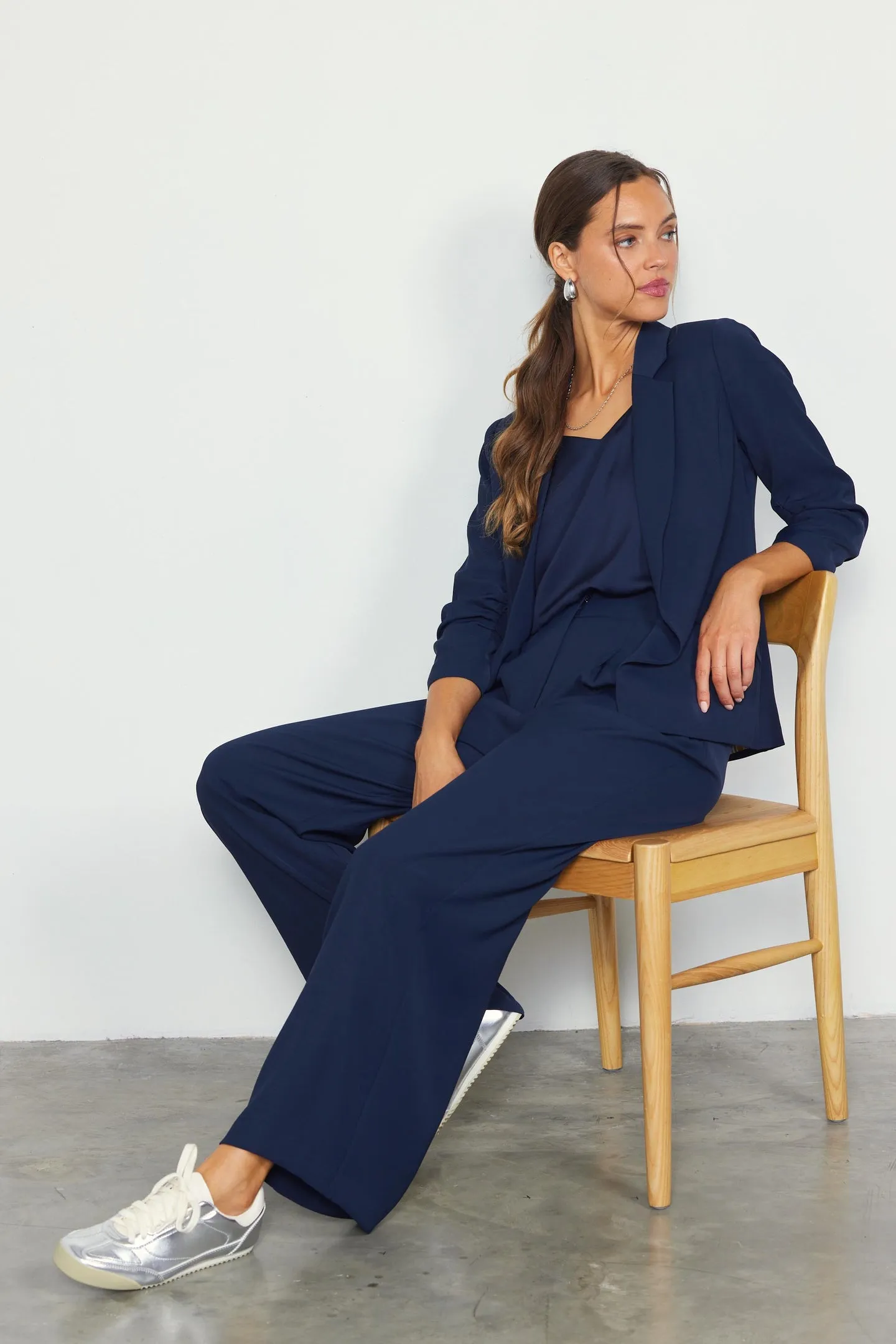 Shirred Sleeve Blazer