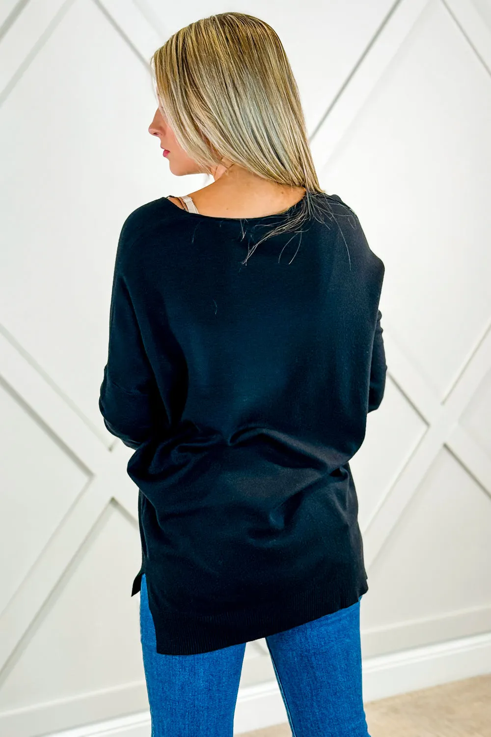 Soft & Cozy V-Neck Sweater - Black