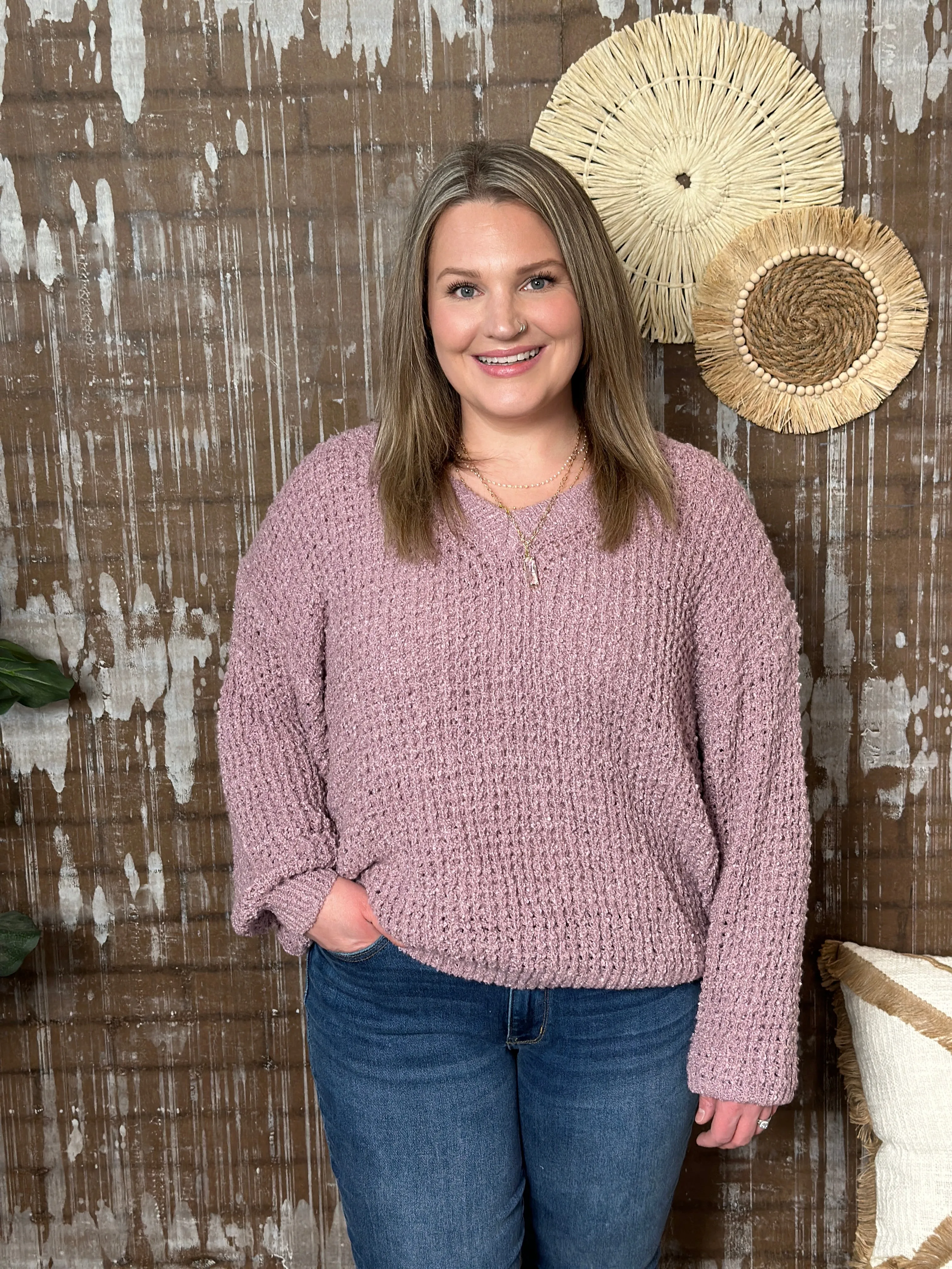 Soft Mauve Vneck Sweater