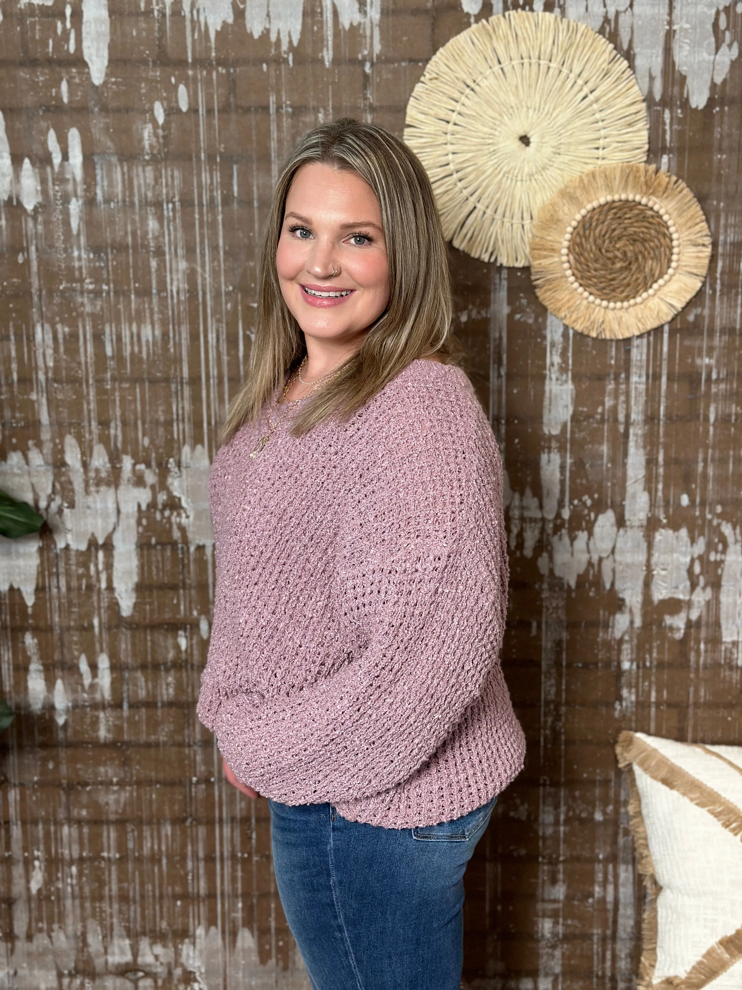 Soft Mauve Vneck Sweater
