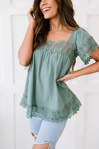 Summers Changing Lace Square Neck Blouse