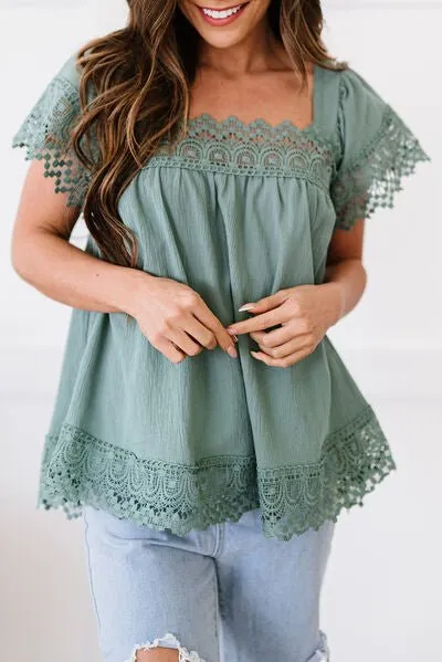 Summers Changing Lace Square Neck Blouse