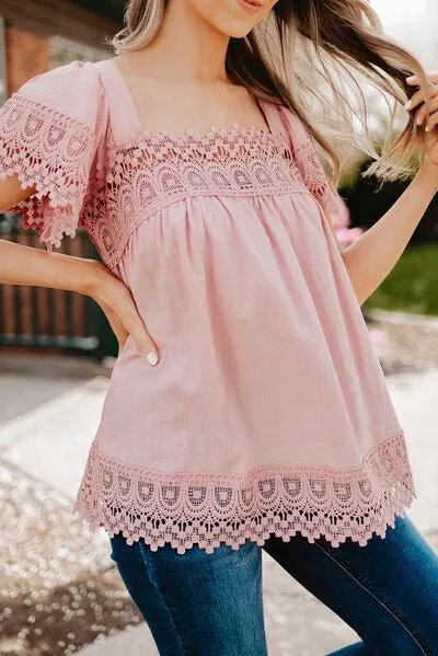 Summers Changing Lace Square Neck Blouse