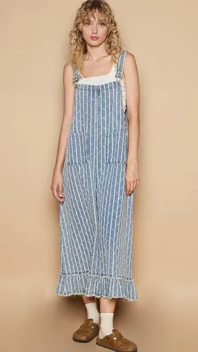 Textured Denim Overalls #562