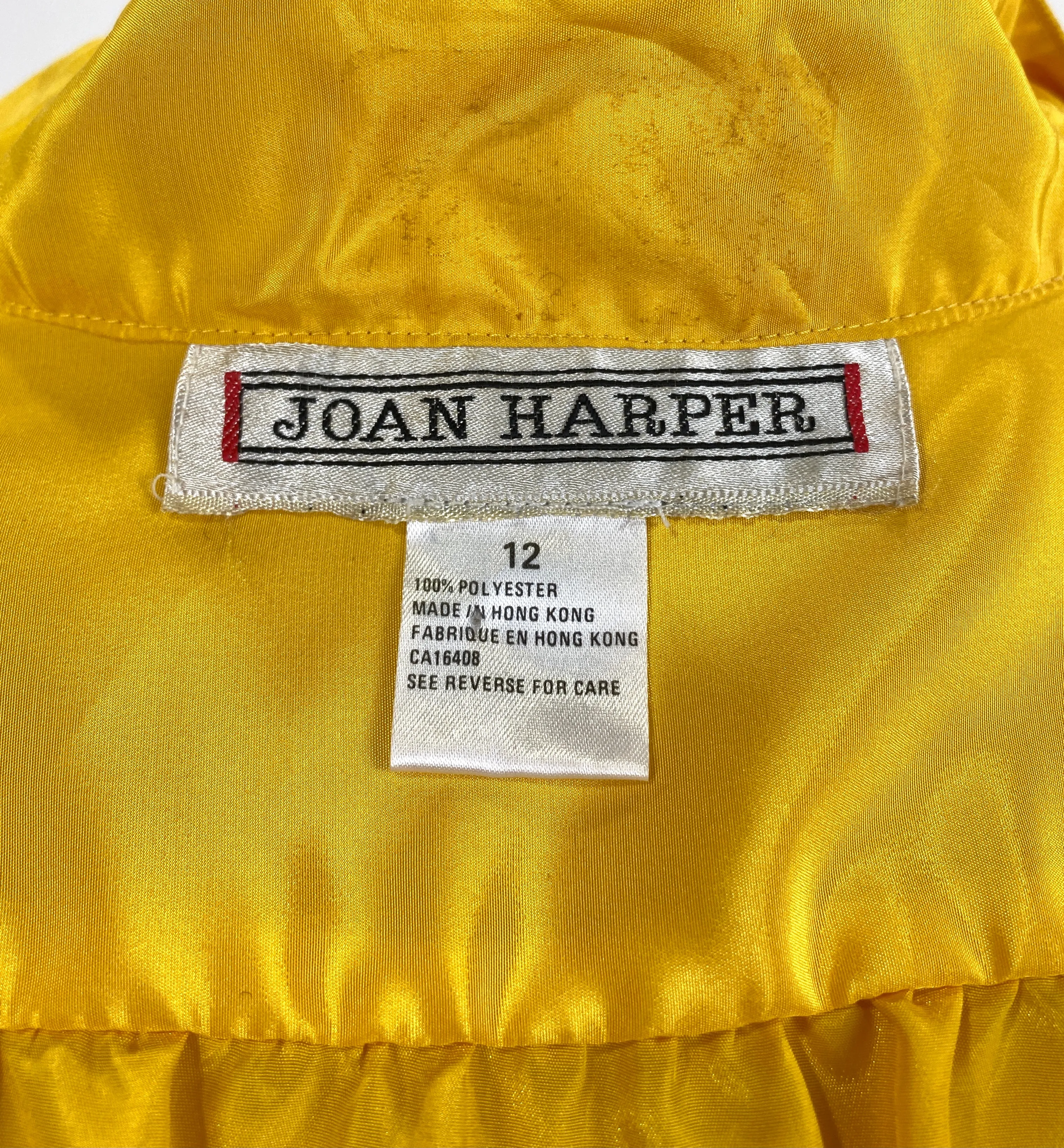 Vintage 1980s Deadstock Bright Yellow Pleated Blouse, Joan Harper, NOS