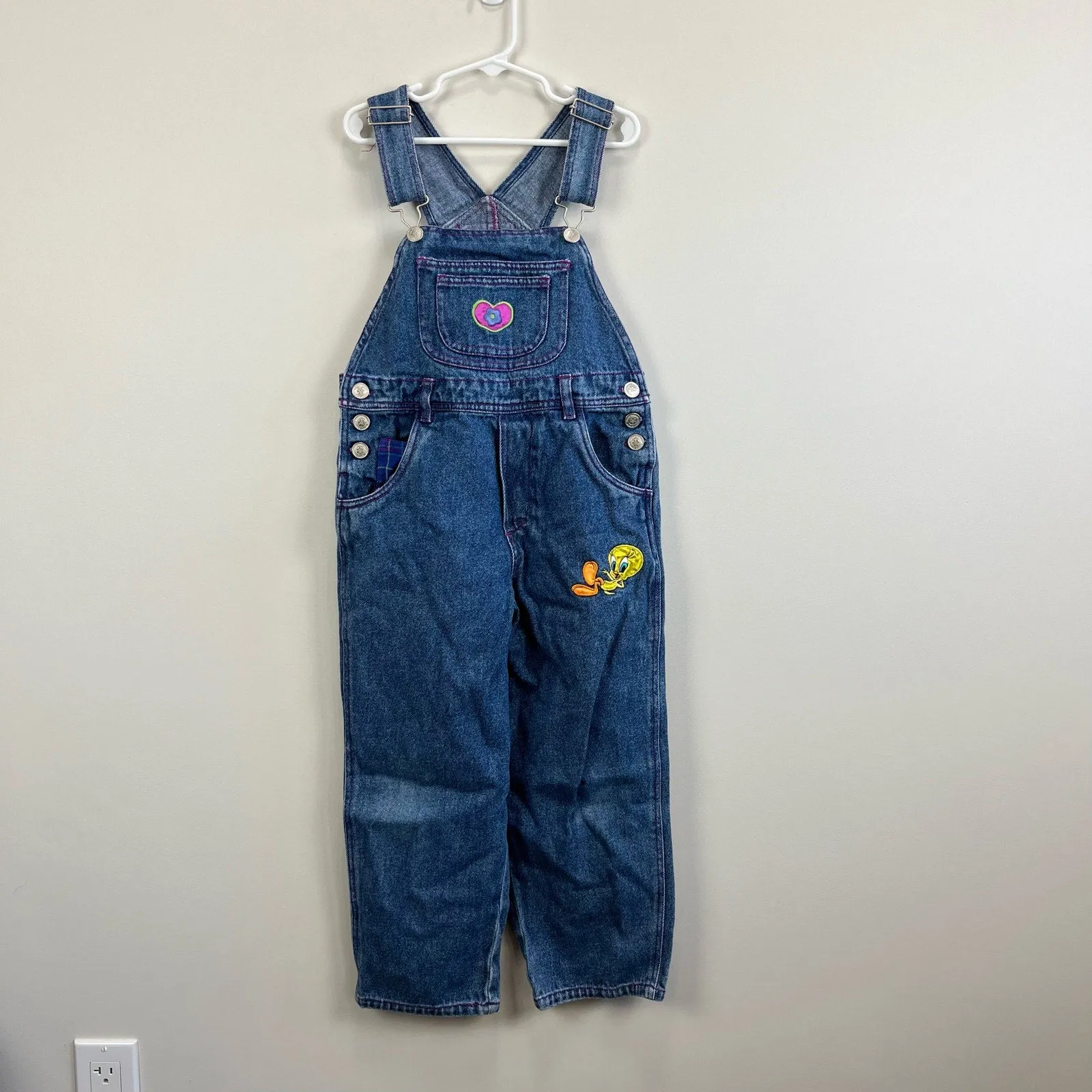Vintage Looney Tunes World Famous Tweety Overalls 6