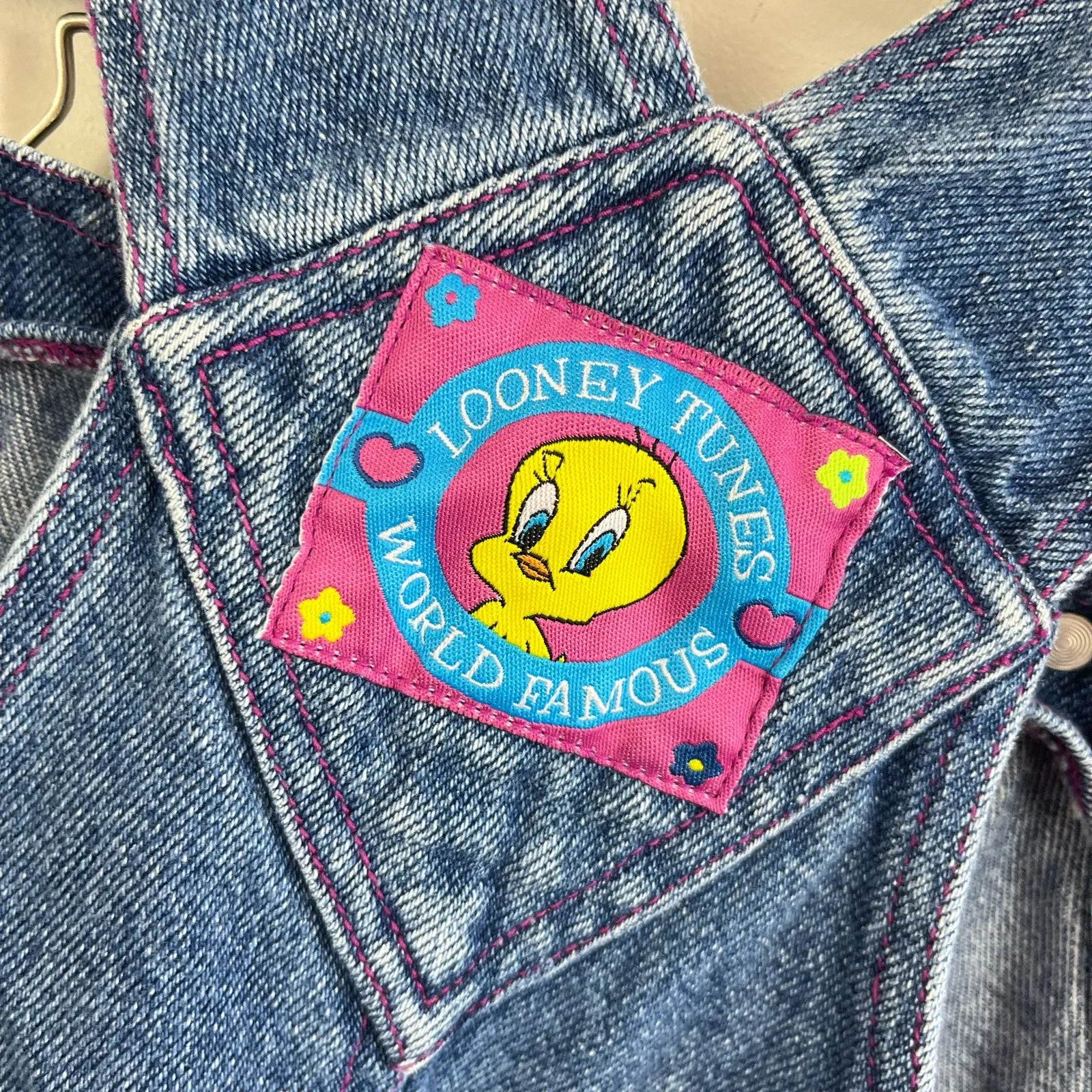 Vintage Looney Tunes World Famous Tweety Overalls 6