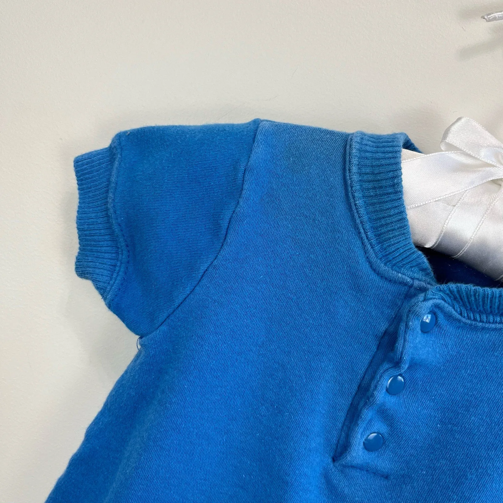 Vintage Soupcon Short Sleeve Blue Bodysuit 6-9 Months USA