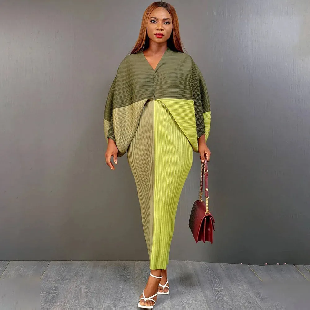 Women Pleated Batwing Ruched Dresses