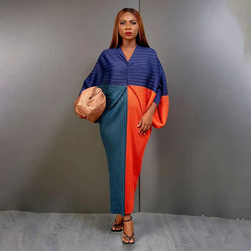 Women Pleated Batwing Ruched Dresses