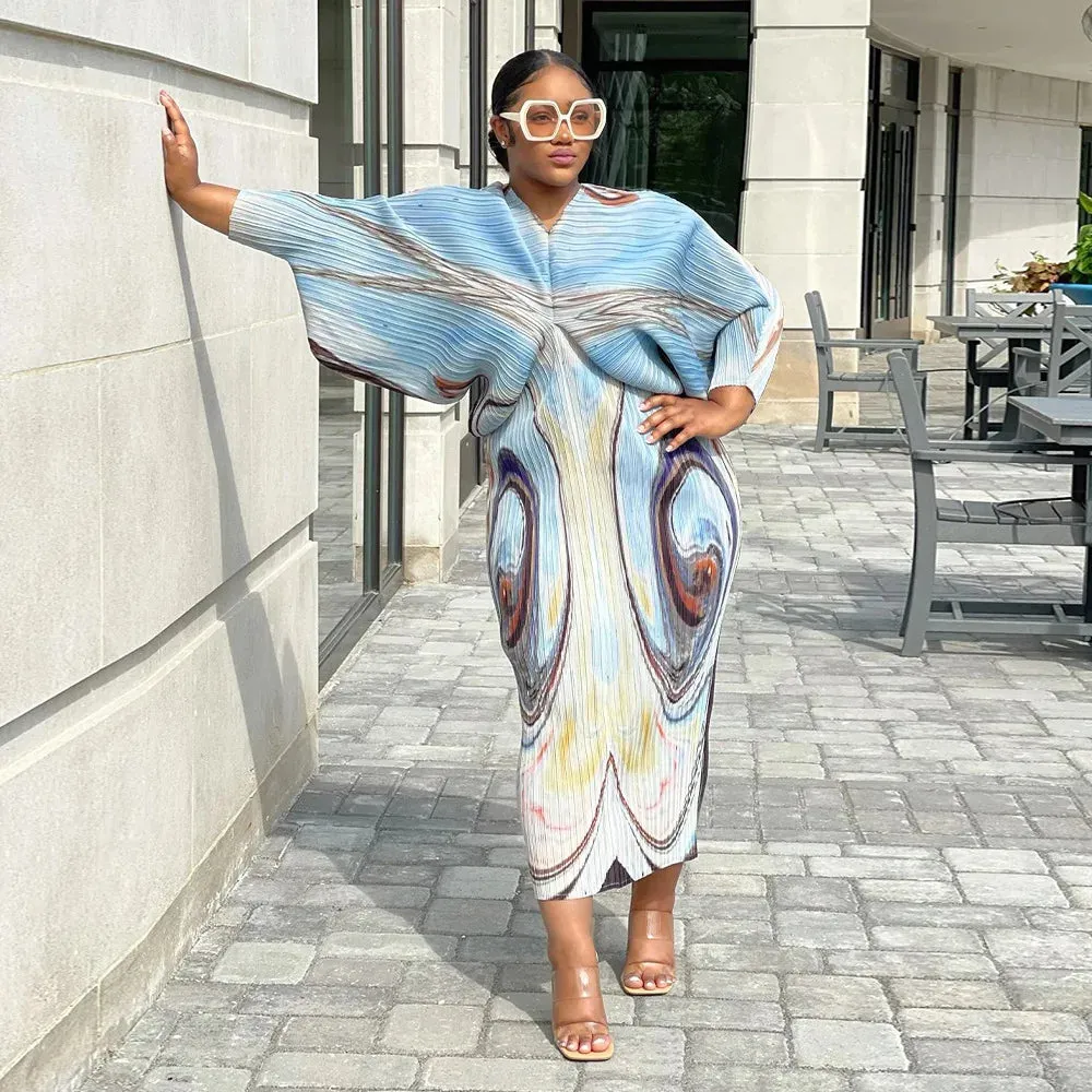 Women Pleated Batwing Ruched Dresses