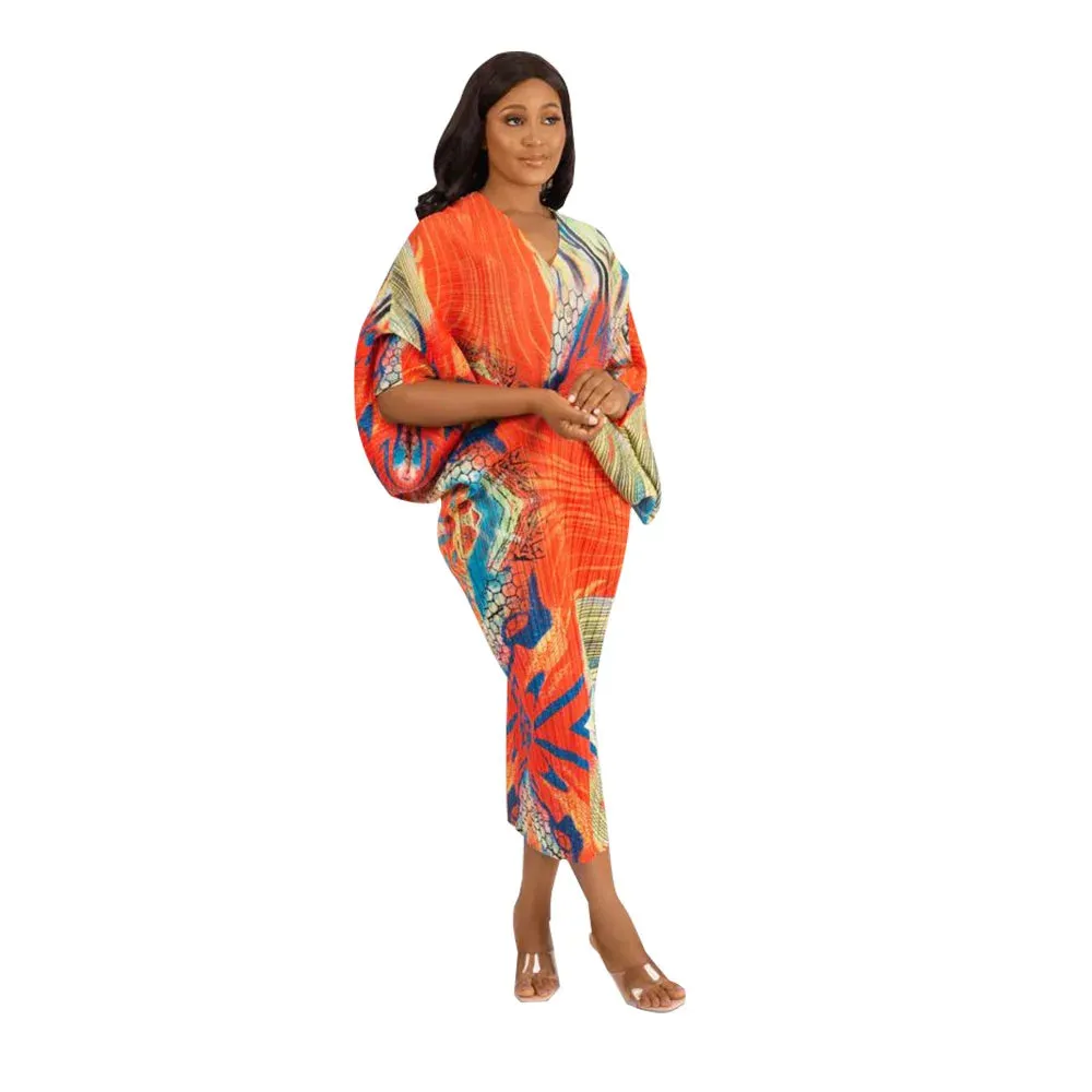 Women Pleated Batwing Ruched Dresses