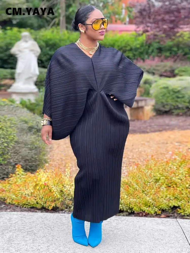 Women Pleated Batwing Ruched Dresses