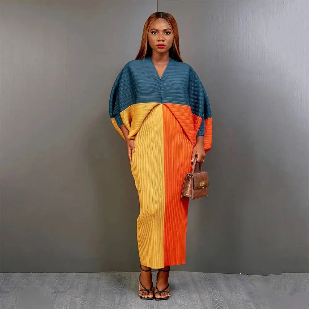 Women Pleated Batwing Ruched Dresses