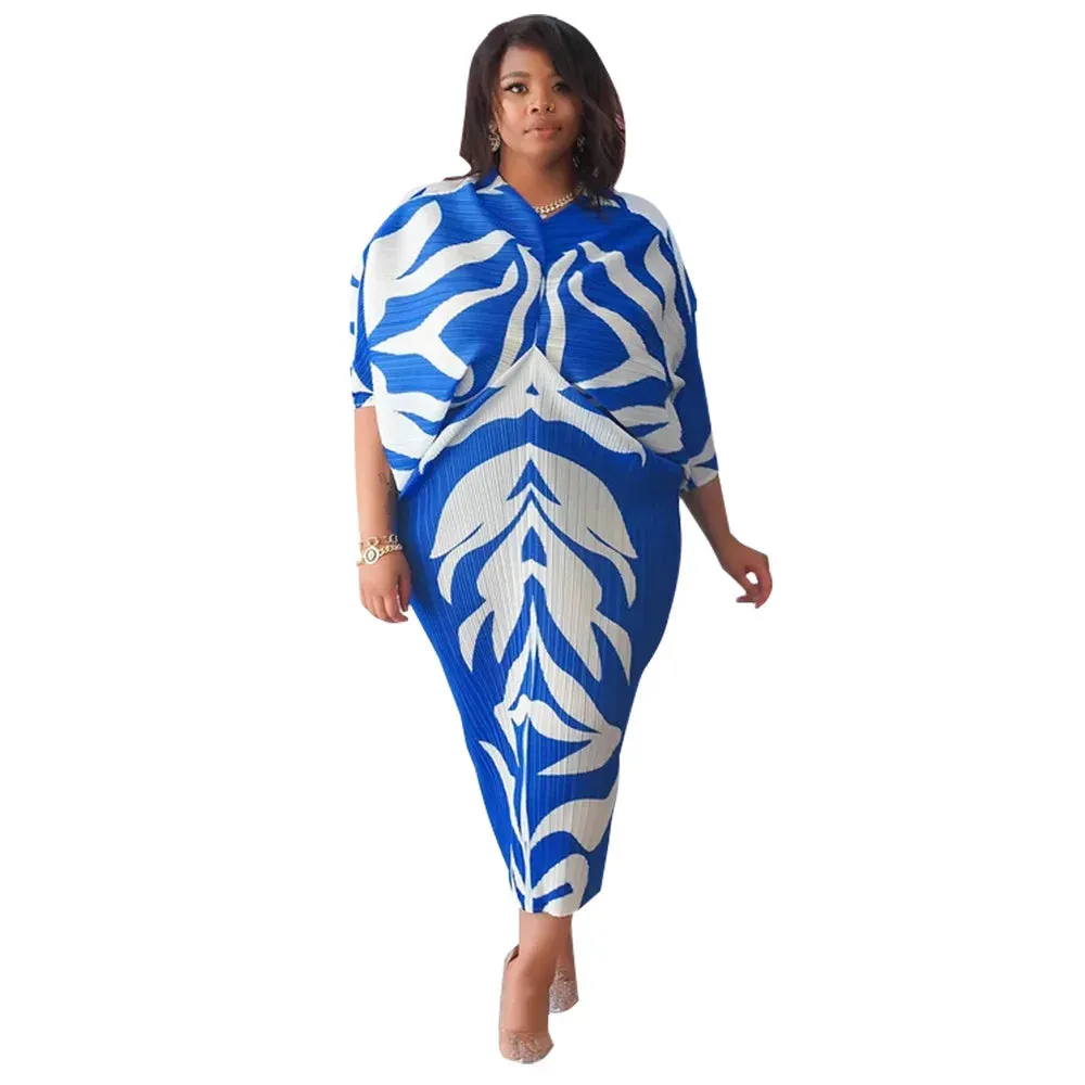 Women Pleated Batwing Ruched Dresses