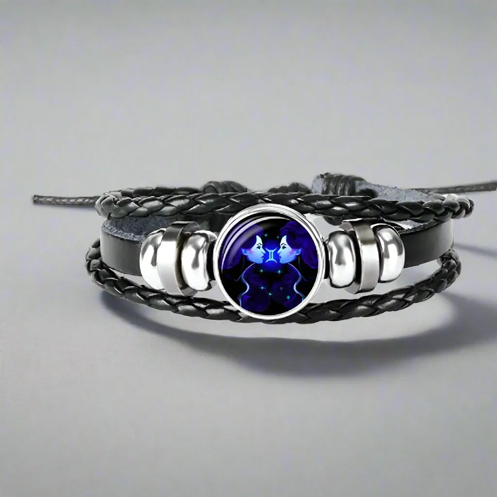 Zodiac Constellation Bracelet Braided Design Bracelet for Men Women Kids